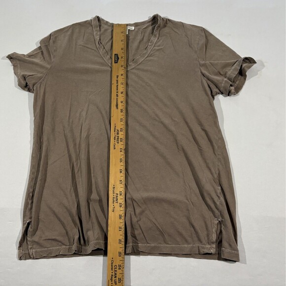 Standard James Perse Brown Cotton Crew Short Sleeve T-shirt Sz 1 Small USA Flaw - Picture 3 of 9